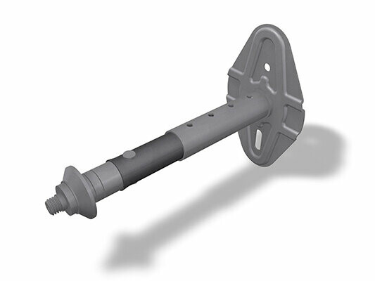 PREFA rørklammerfeste for ETICS, tilgjengelig i størrelsene 100–180 mm og 180–260 mm, inkludert plugg, skrue og deksel, ideell for sikker feste av rørklammer.