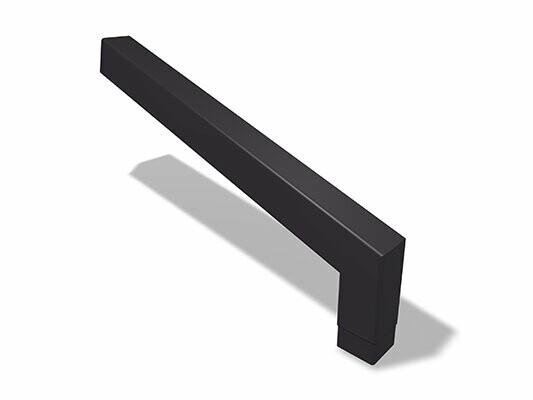 PREFA firkantrørbend 72° (lang), tilgjengelig i størrelsene 80 og 100 mm, med mål på 1000 x 196 mm (synlig).