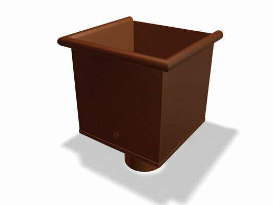 PREFA vannoppsamler, tilgjengelig i størrelsene Ø 80, 100, 120 og 150 mm, brukes til oppsamling og målrettet avledning av regnvann i takavløpssystemer.