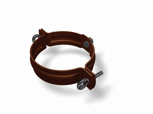 PREFA rørklammer for nedløpsrør, brun, Ø 80, 100, 120 mm, stabil festeløsning for montering av nedløpsrør.
