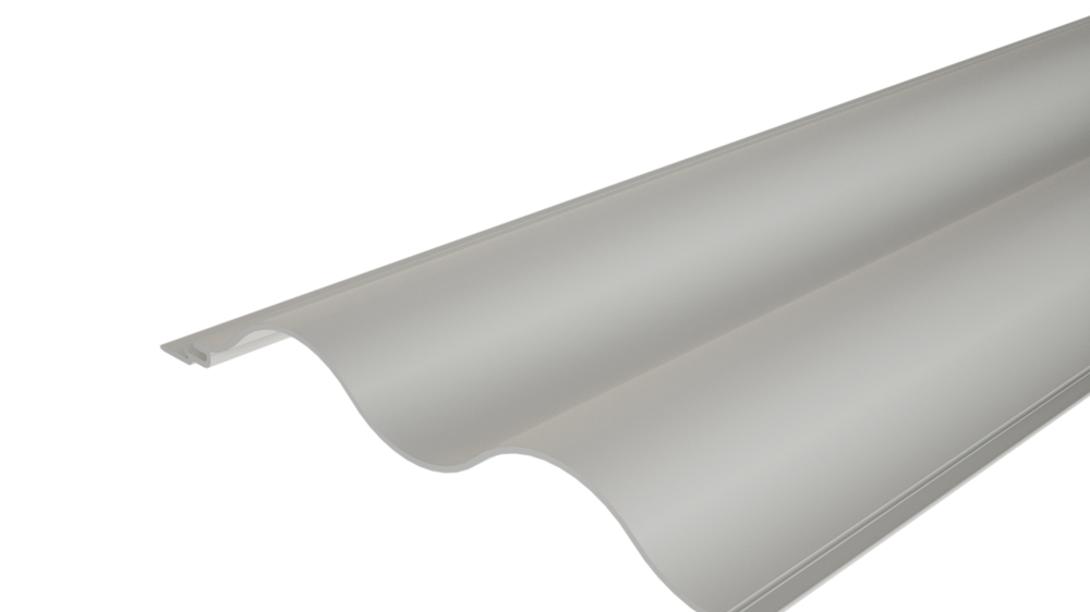 PREFA ekstrudert profil Bølge 22/100 med bølgeformet overflate, for fasadeutforming eller balkongkledning.